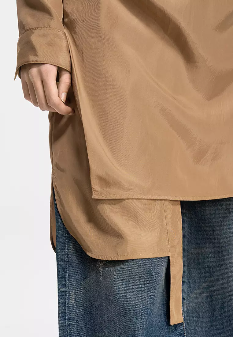 Plain Weave X-Line Loose Everyday Casual Long Sleeve Dress