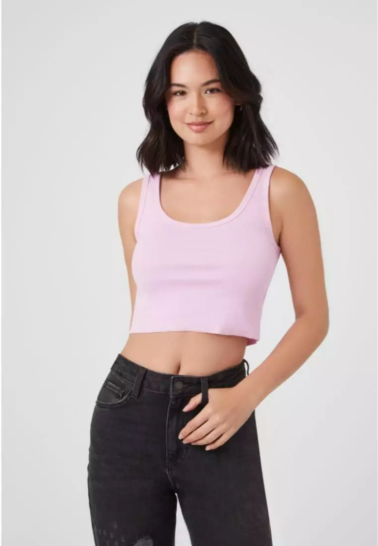 Forever 21 Women's Contour Cropped V-Neck Cami in Dark Grey Medium