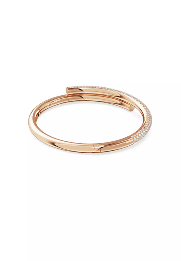 Dextera Bangle, Magnetic Closure, White, Rose Gold-Tone Plated