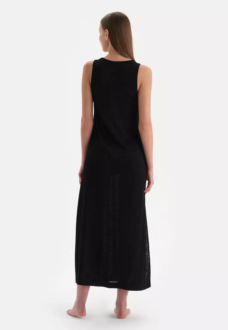 Black Dress, Crew Neck, Sleeveless Beachwear for Women