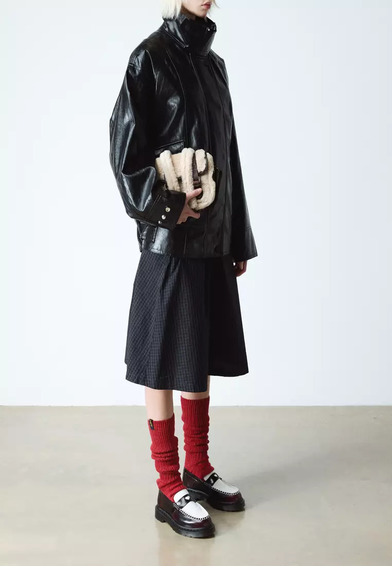 Penton Heart Two-Tone Arcadia Rub Off Leather Black + Cherry Red Loafers - Women