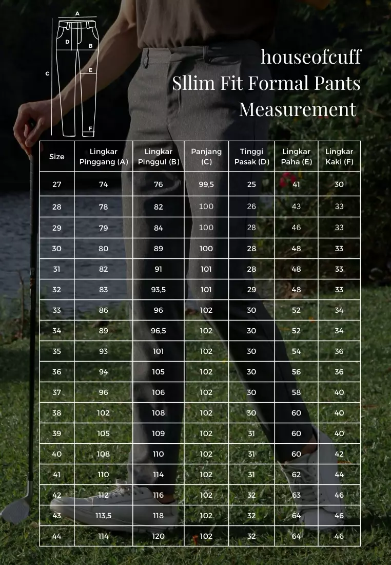 Houseofcuff Celana Bahan Formal kerja kantor hitam polos Slim fit Big Size Black Trouser