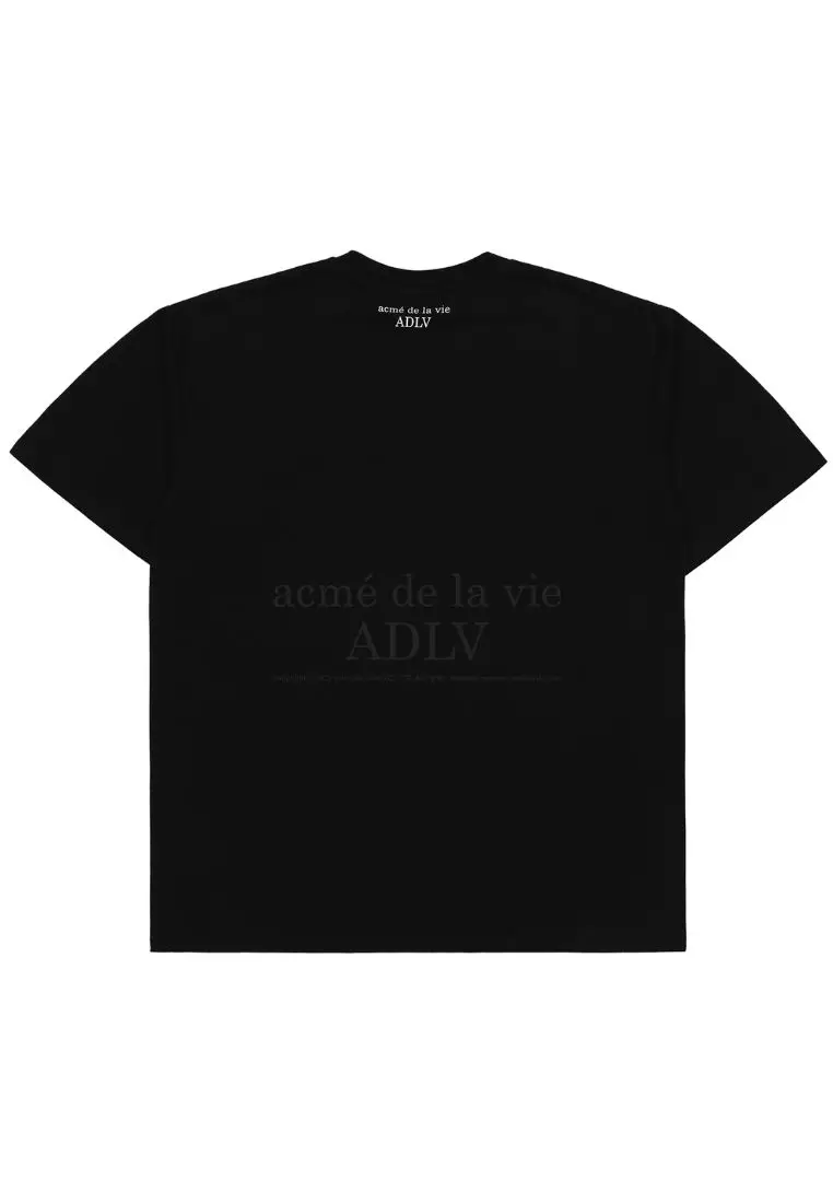 Mini Baby Face Cat Earplug Short Sleeve T-Shirt Black