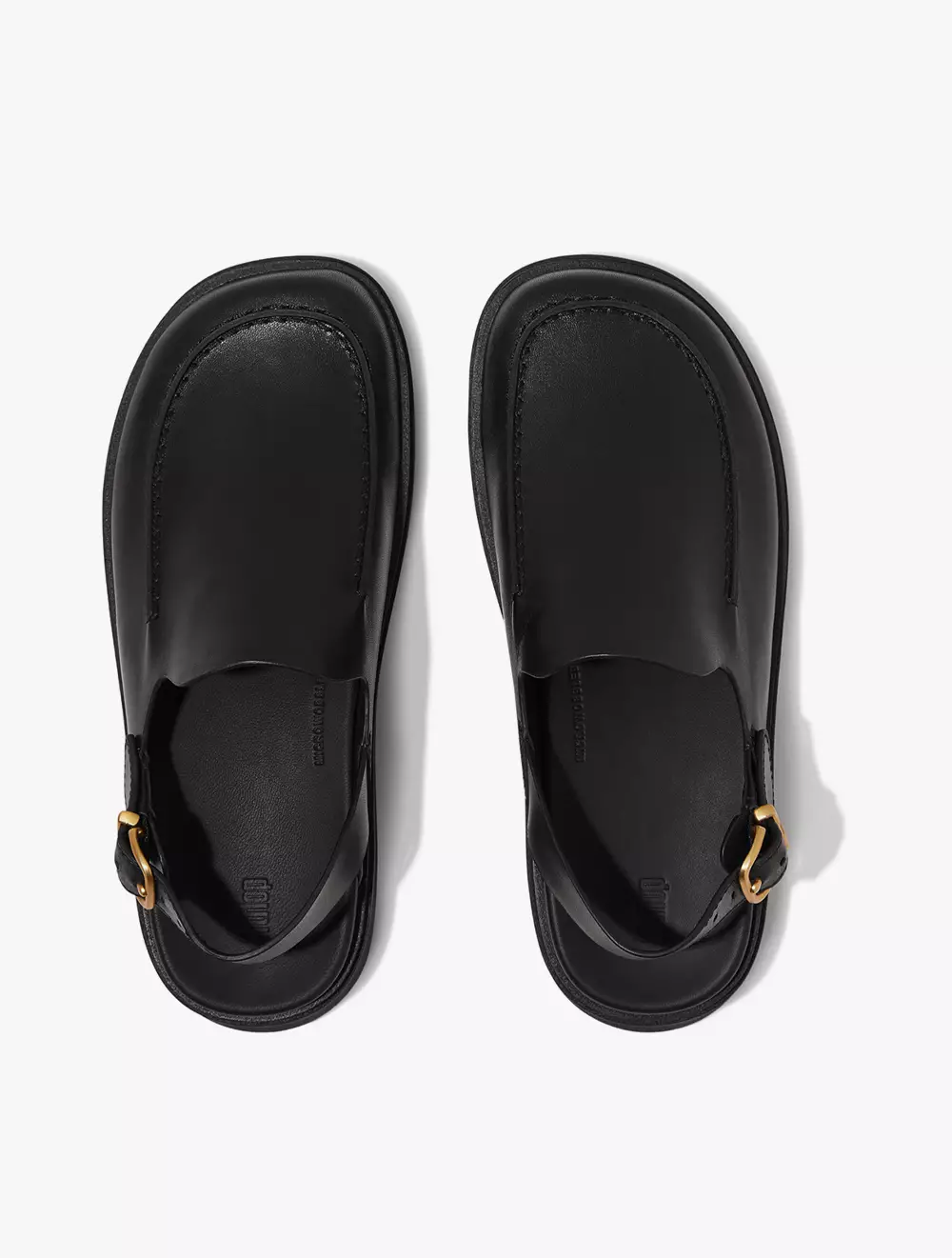 Fitflop Gen-FF Leather Back-Strap Moc Mules - All Black