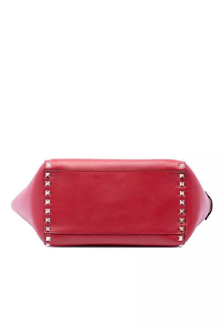 Pre-Loved Valentino Small Leather Rockstud Trapeze Satchel