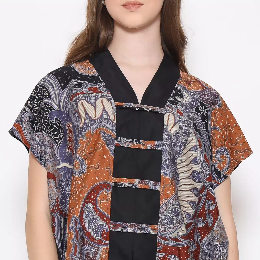 Blouse Batik Wanita - Bhatara Batik Olivia - Atasan Batik Modern Lengan Pendek