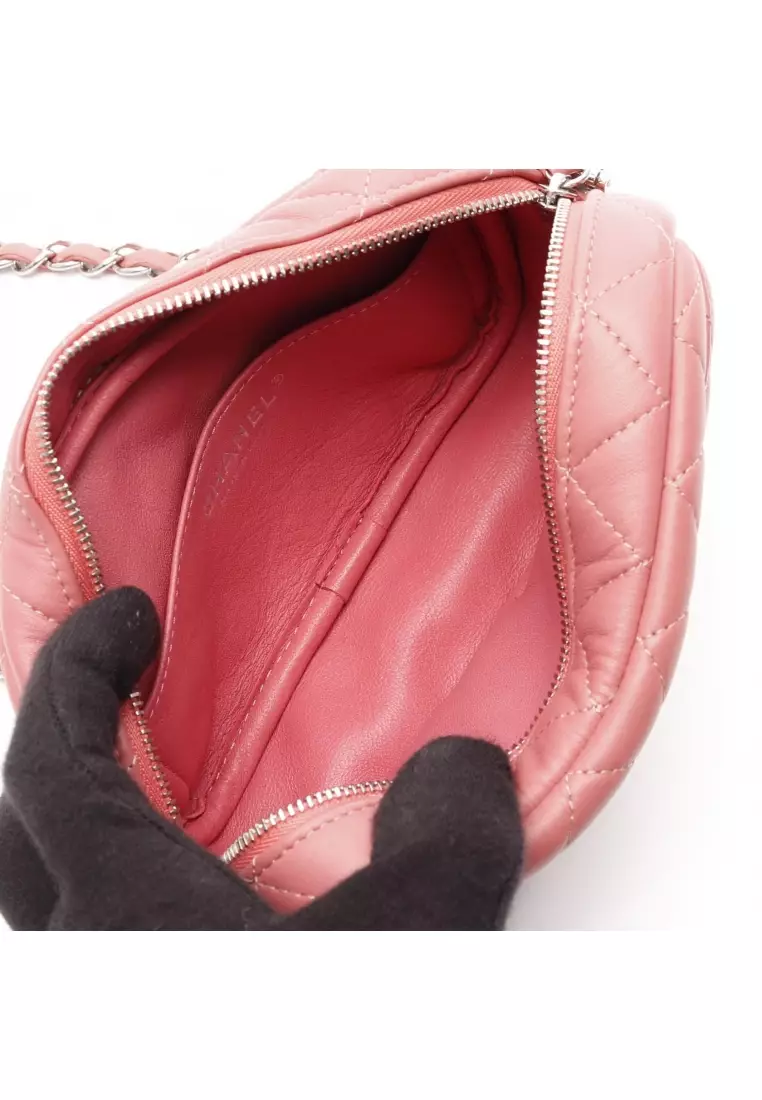 Pre-Loved Chanel matelasse chain shoulder bag lambskin pink silver hardware