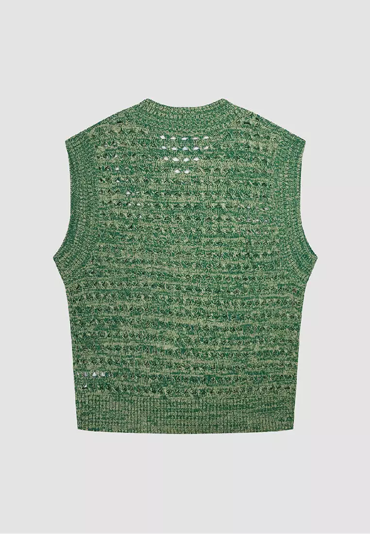 トップス Eaphi U NECK LEAF PATTERN KNIT VEST Eaphi U NECK LEAF PATTERN KNIT VEST