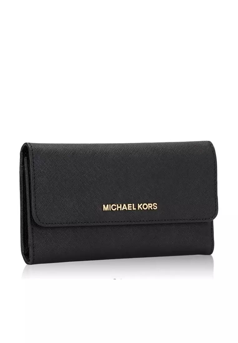 Jet Set Travel Large Trifold Wallet - Black