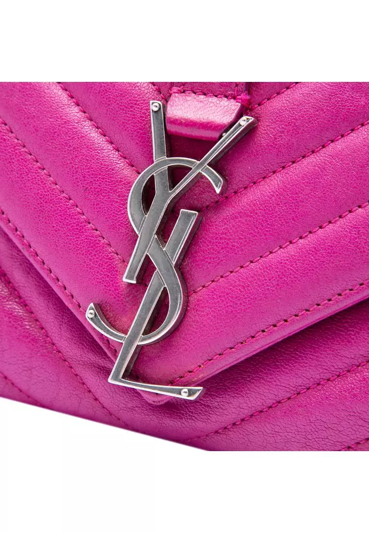 Pre-Loved Saint Laurent Medium Chevron Sheepskin Monogram College Shoulder Bag