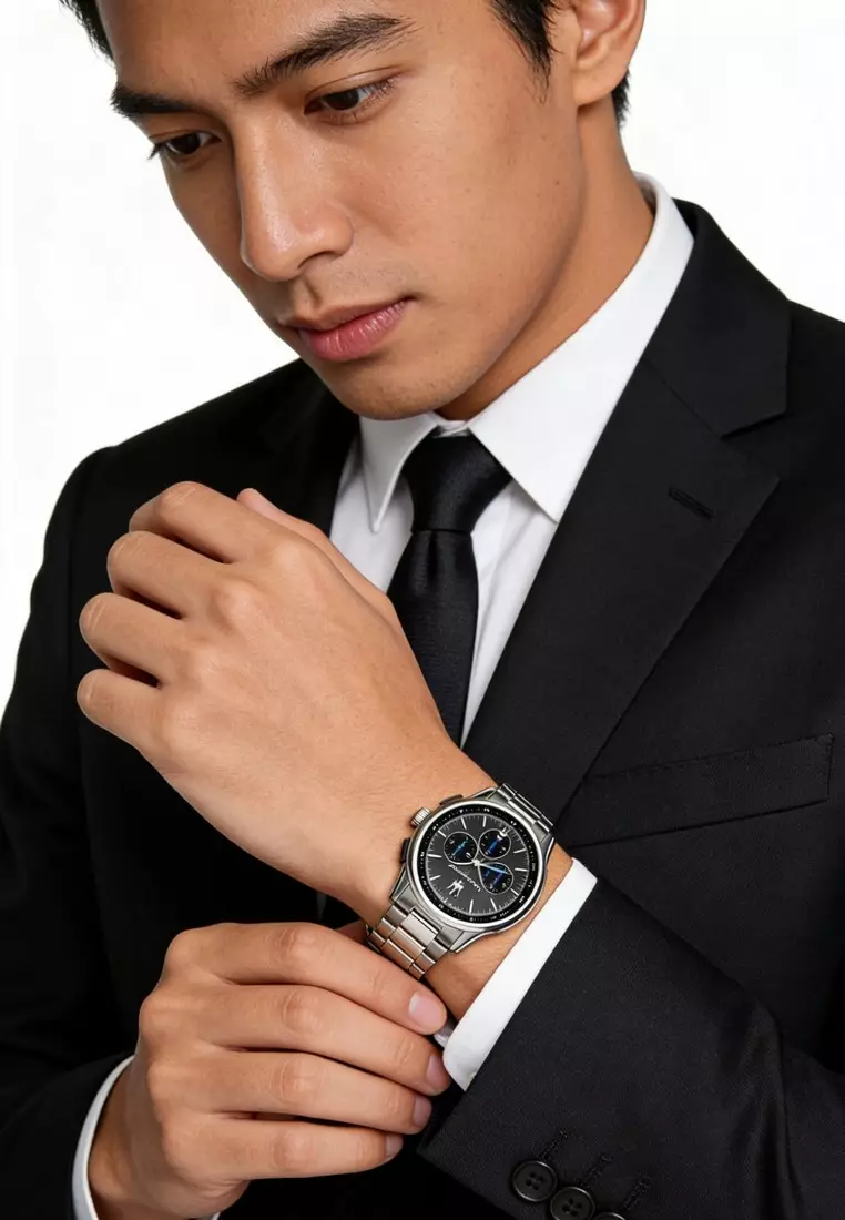 【2 Years Warranty】 Maserati Sorpasso 42mm Black and Grey Men's Quartz Watch Luminous Dial Hands R8873624008