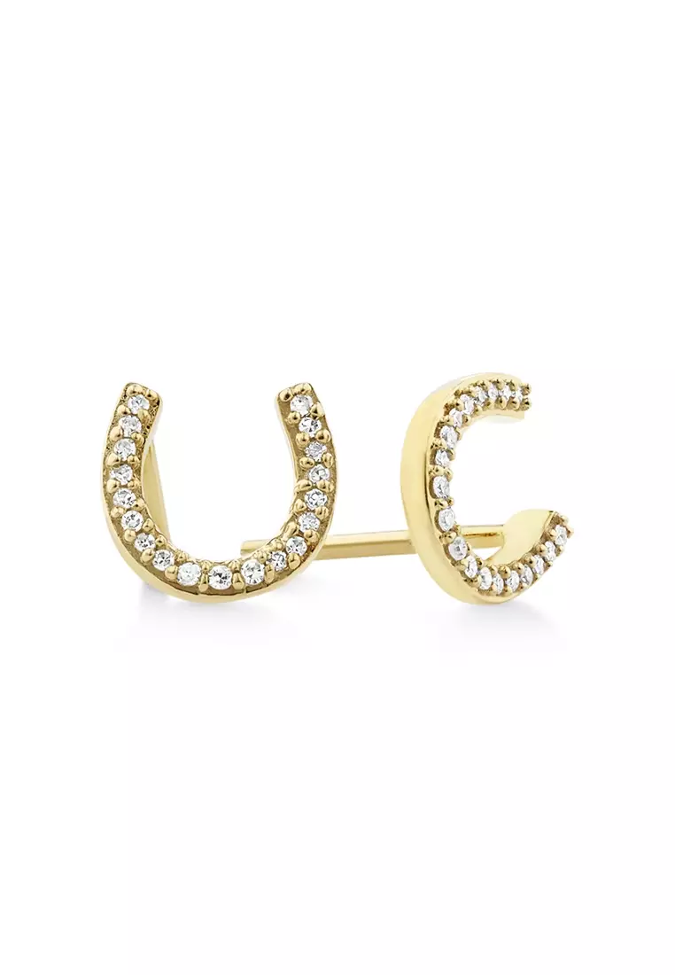 Gold horseshoe outlet earrings