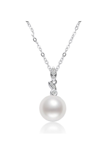 A.Excellence silver Premium Japan Akoya Pearl 8-9mm Two Leaves Necklace AFF8DACC519079GS_1
