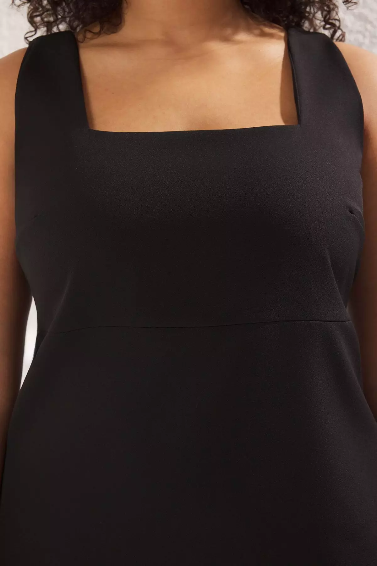 Square Collar Woven with Interlining Inside Plus Size Dress