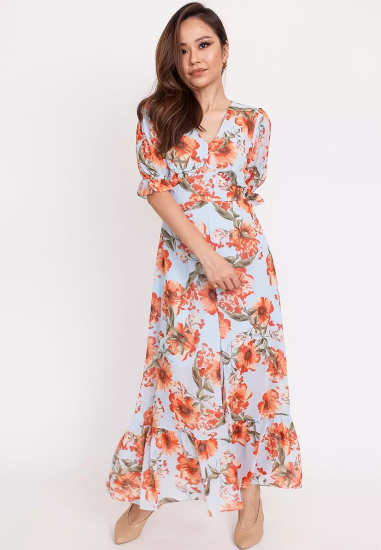 Sunflower print maxi dress clearance