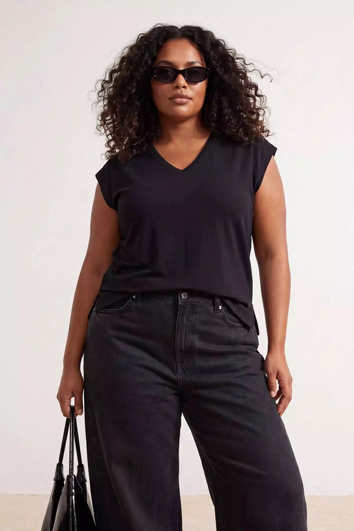 Black-Grey 2-Pack Oversize Fit Basic Plus Size T-Shirt Tbbss26Bf00030