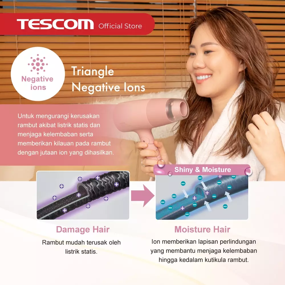 Tescom Ionic Care Hair Dryer / Pengering Rambut Mengandung Ion TD550ID