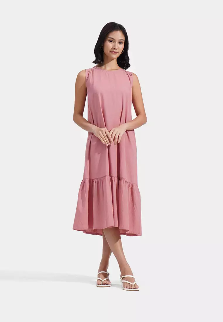 Tiered Trapeze Dress​ with Shoulder Panel Detail