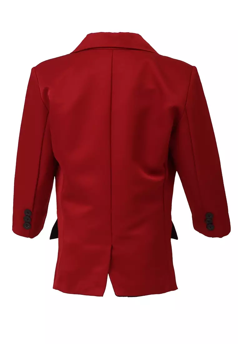 Wesley Jas Formal Anak Pria Plain Motive Full Furing Kids Blazer Material Cotton ORIGINAL - Maroon