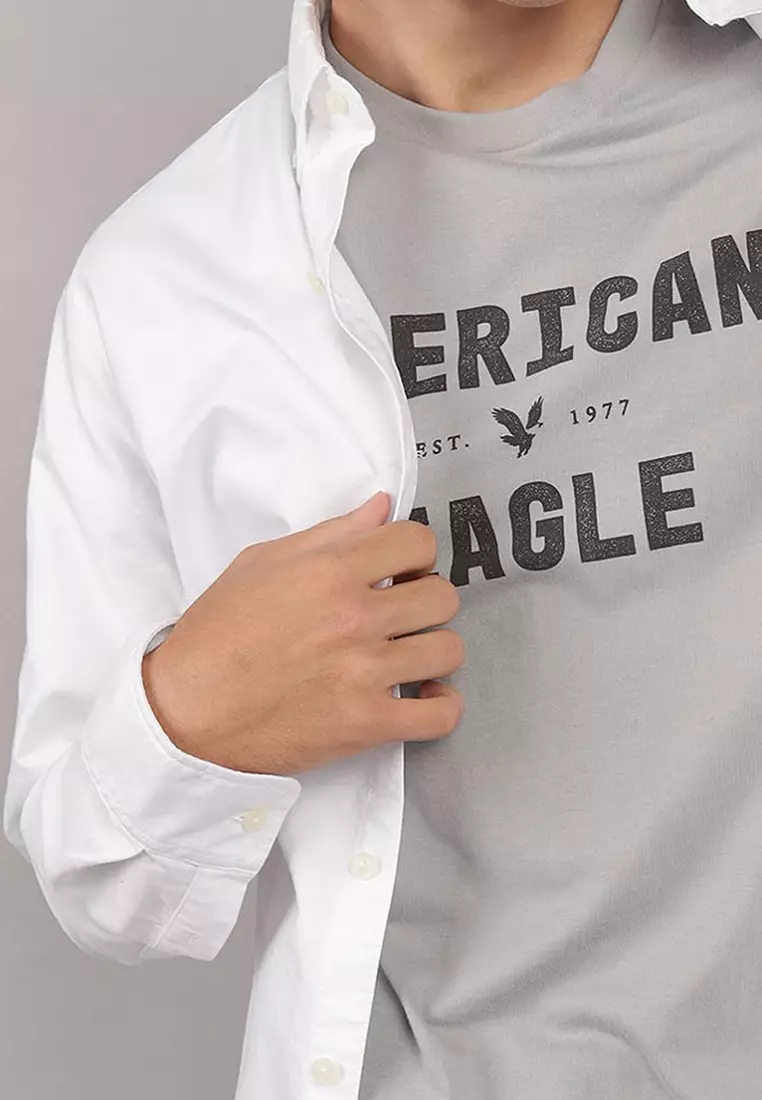 Button Down Solid Oxford W Eagle Shirt