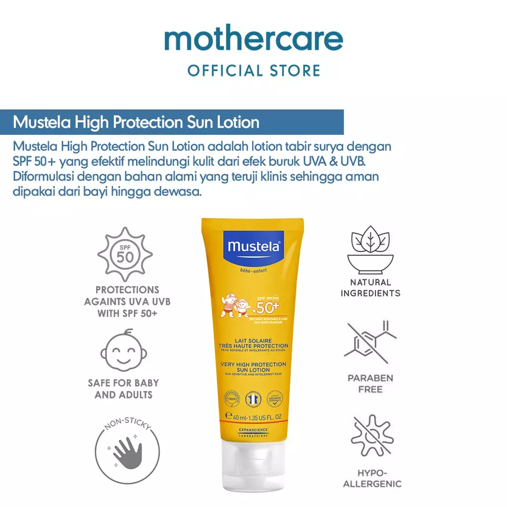 Mustela High Protection Sun Lotion 40 ml - Krim Sunscreen Anak Bayi