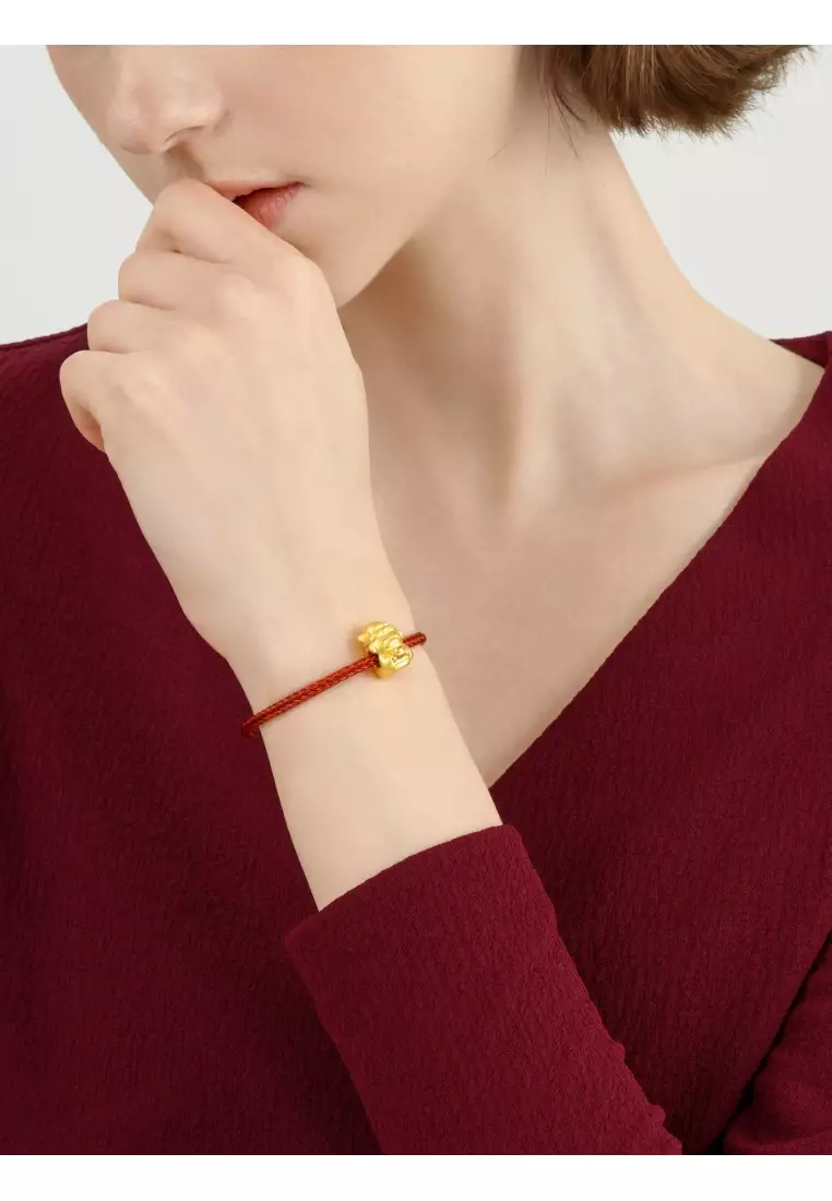 999 24K Solid Gold God of Wealth Happiness Charm 89999C (Bracelet not included)