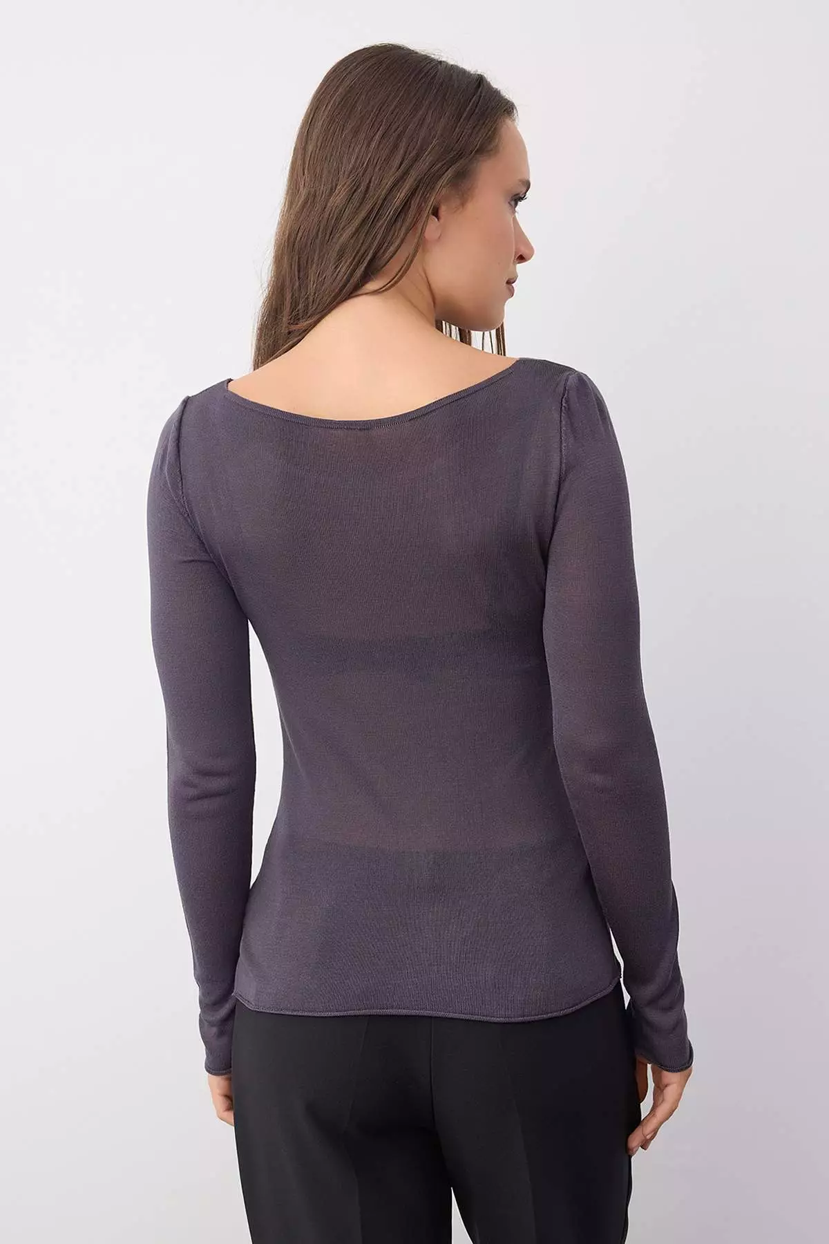 Wardrobe Essentials Anthracite Basic Thin Knit Sweater | Twoaw26Kz00112