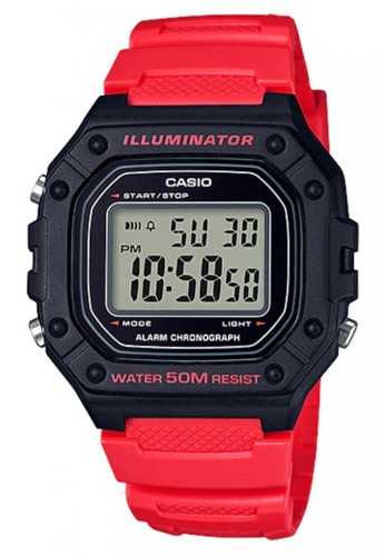 Jual Casio Casio Digital Jam Tangan Hitam Strap Karet Merah W 218h 4b Original Original Zalora Indonesia