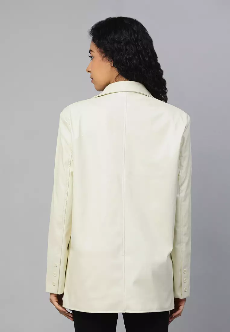 Cream Basic Button Down Blazer