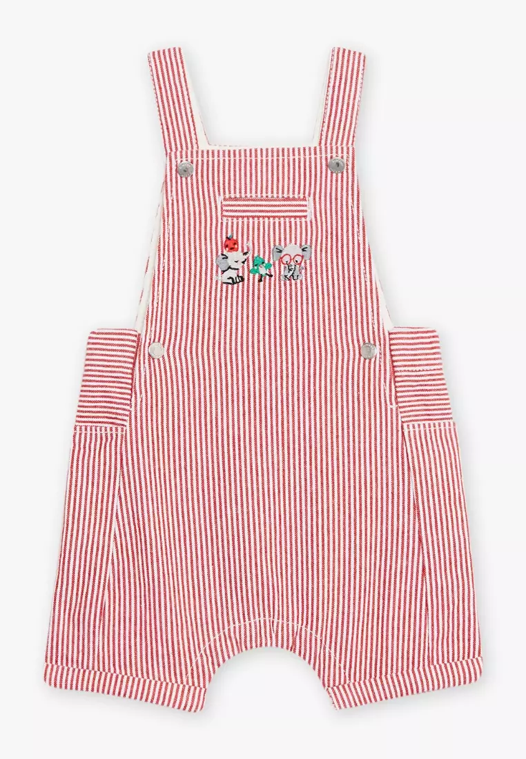 Red and white striped overalls shorts outlet