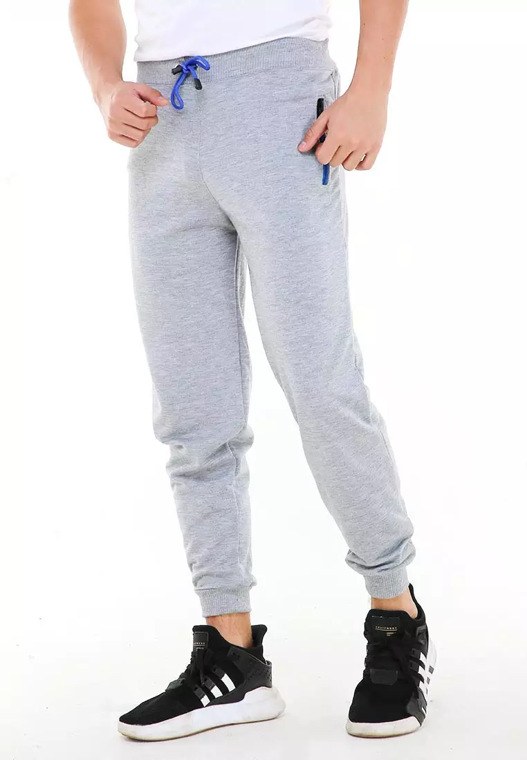Locko Celana Panjang Jogger Pria Plain Sporty Casual Long Pants Material Babyterry ORIGINAL - Light Gray