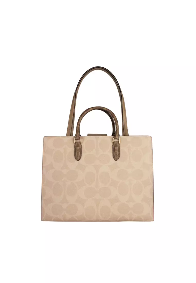 Maggie Tote Bag In Blocked Signature Canvas CY677