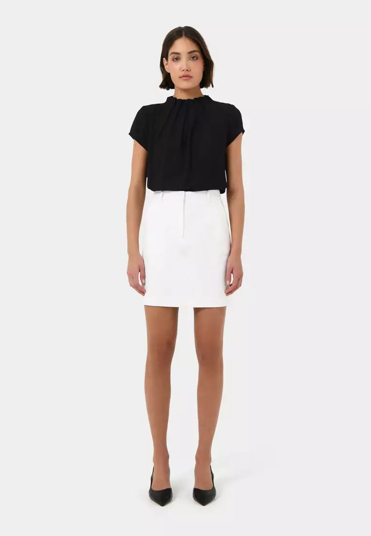 Olivia Pleated High Neck Top