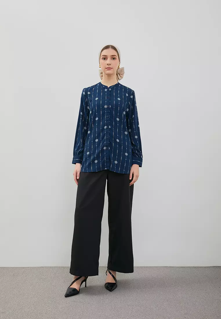 DUST Blouse Askana Ethnic Navy Comfease (D.116502)
