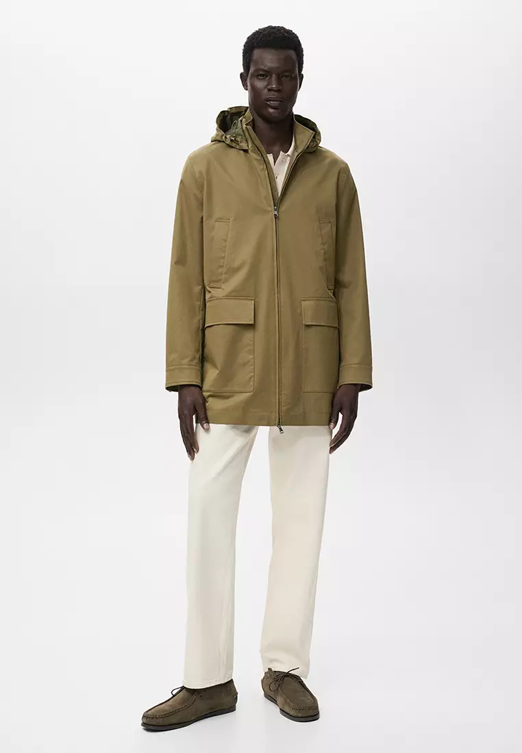 Water-Repellent Hooded Parka Jacket