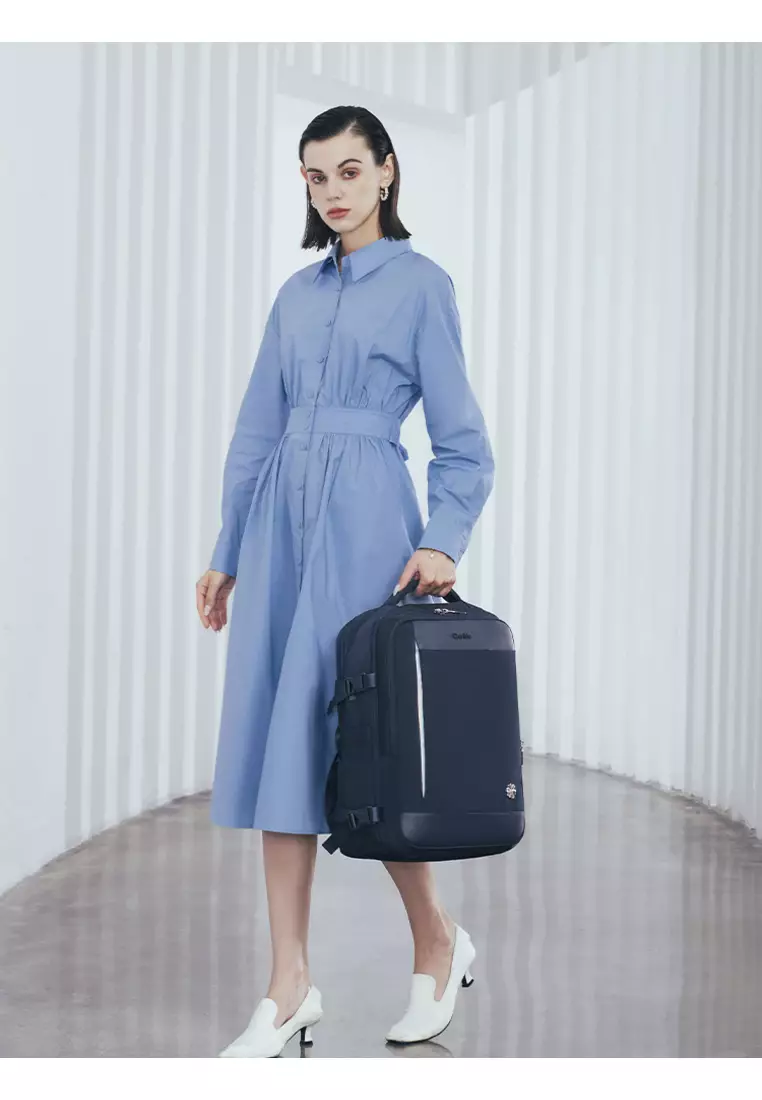 Waterproof Expandable 3 Zipper Suitcase with USB Port Large Backpack for Women