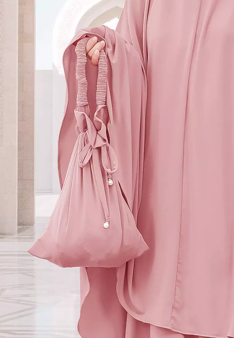 Zelena - Raudhia Prayer Set | Mukena French Khimar Set - Rose Tan - Dewasa