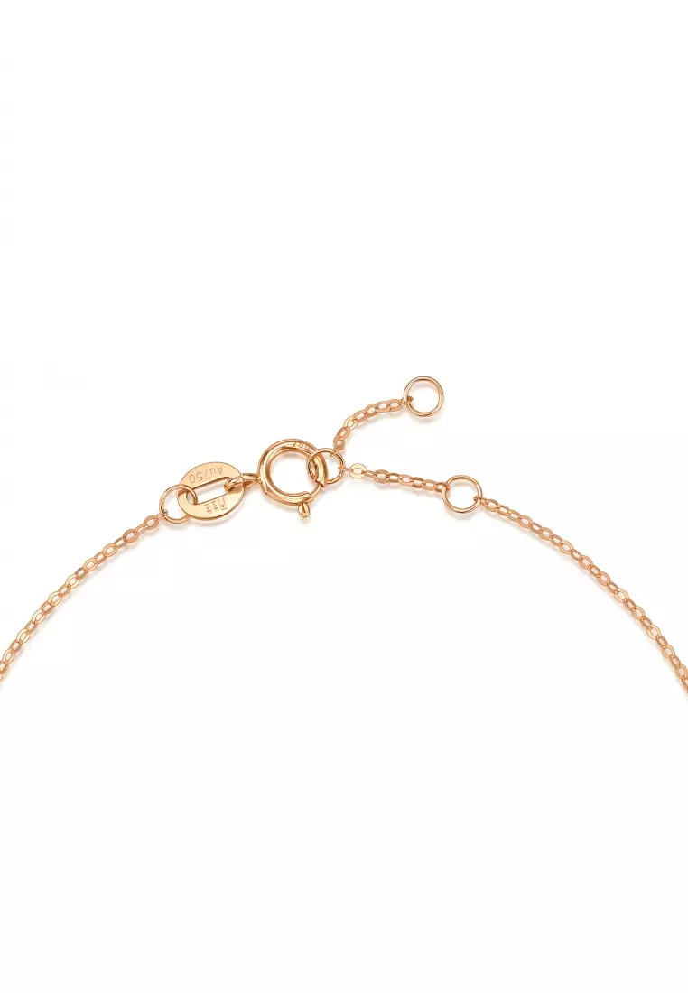 Delicate Gold 18K Rose Solid Gold Mother of Pearl Moon Stars Bracelet for Women 93317B