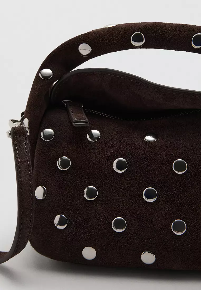 Suede Leather Studded Handbag