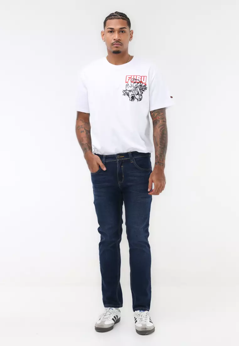 Denim Long Pants Slim Tapered Fit Stretch