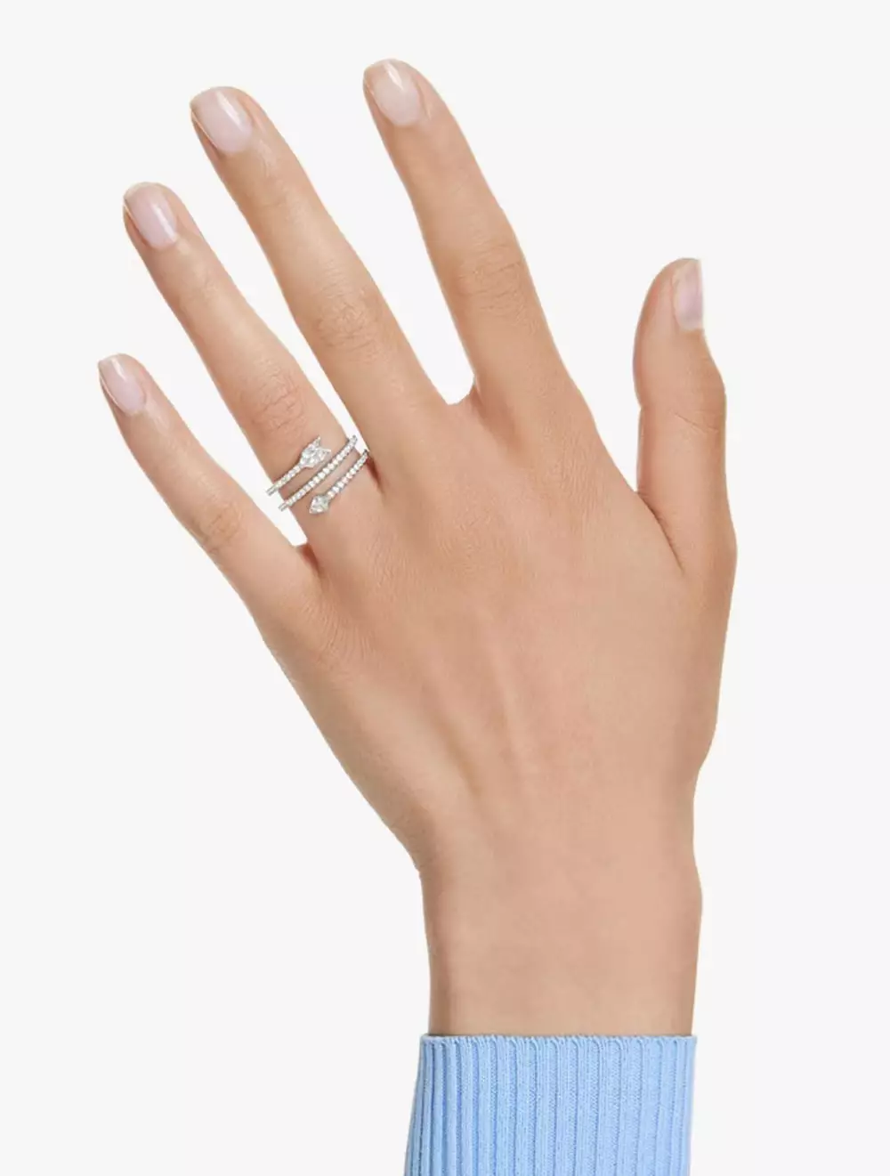 Idyllia motif ring, Mixed cuts, Arrow, White, Rhodium plated