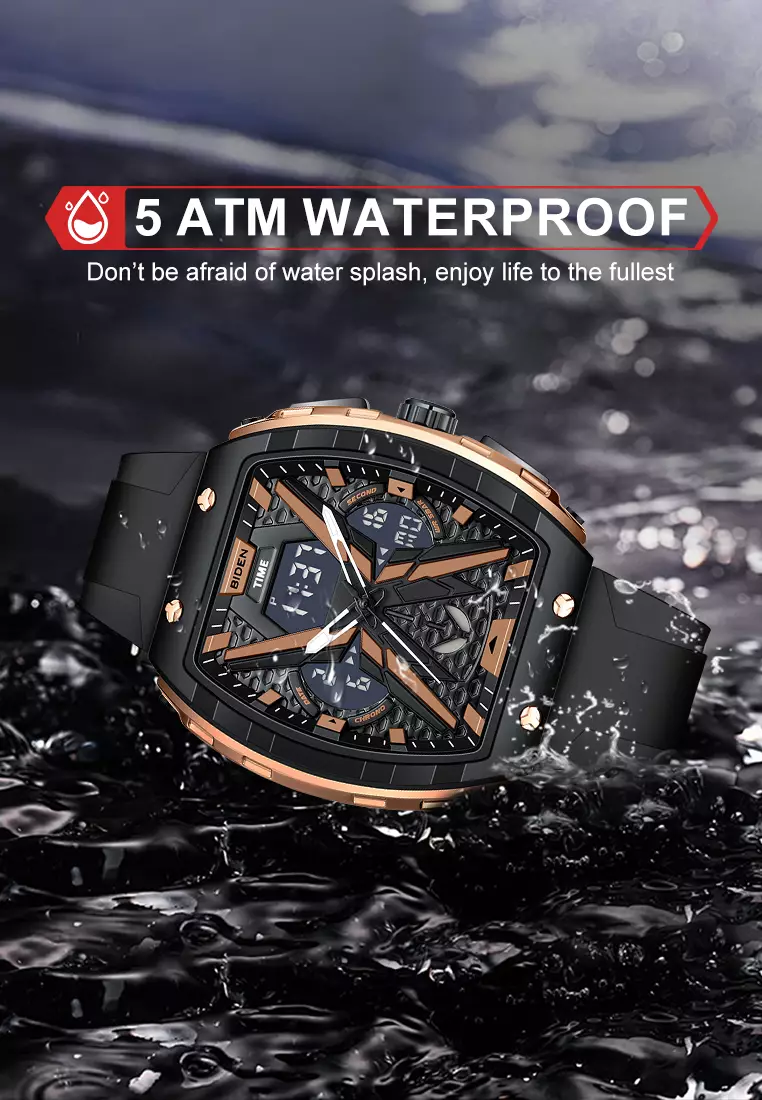 Jam Tangan Pria Original Multifungsi Analog & Digital Anti Air Tali Silicone Jam Tangan Cowok Blackrose