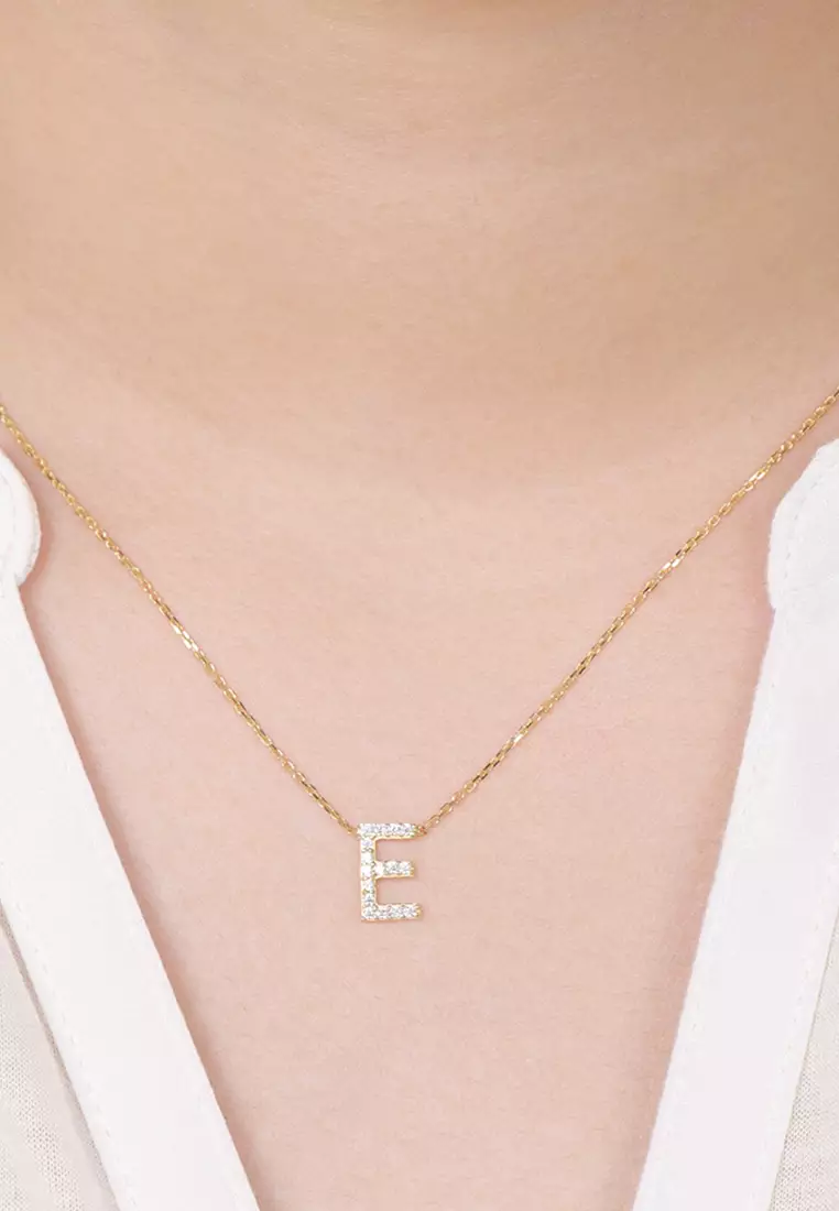 Letter Necklace 14k Gold - E