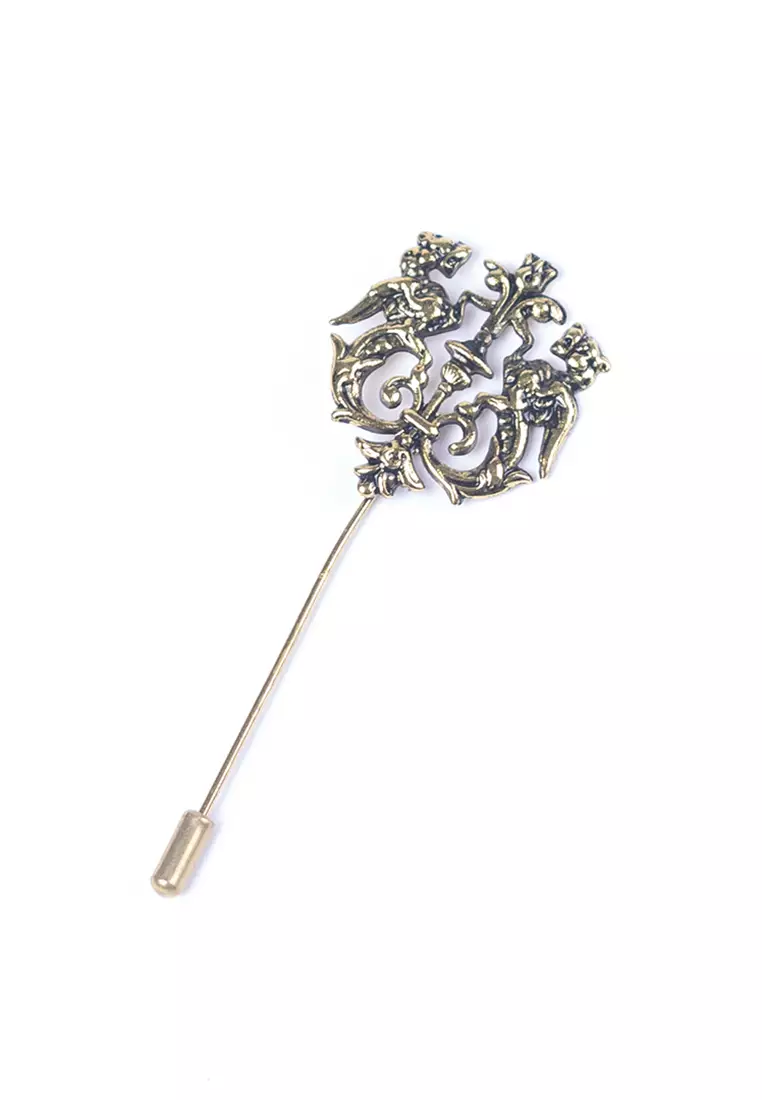 Houseofcuff lapel pin brooch bros untuk jas TUSUK GOLD NN