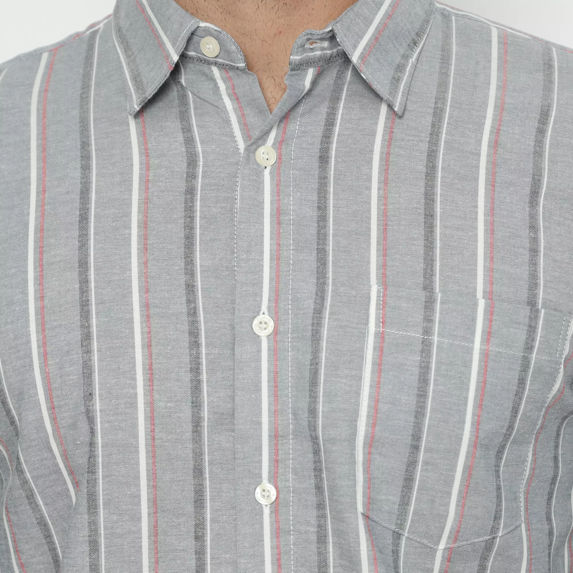 Platini Kemeja Lengan Panjang Katun Salur 76442 Abu