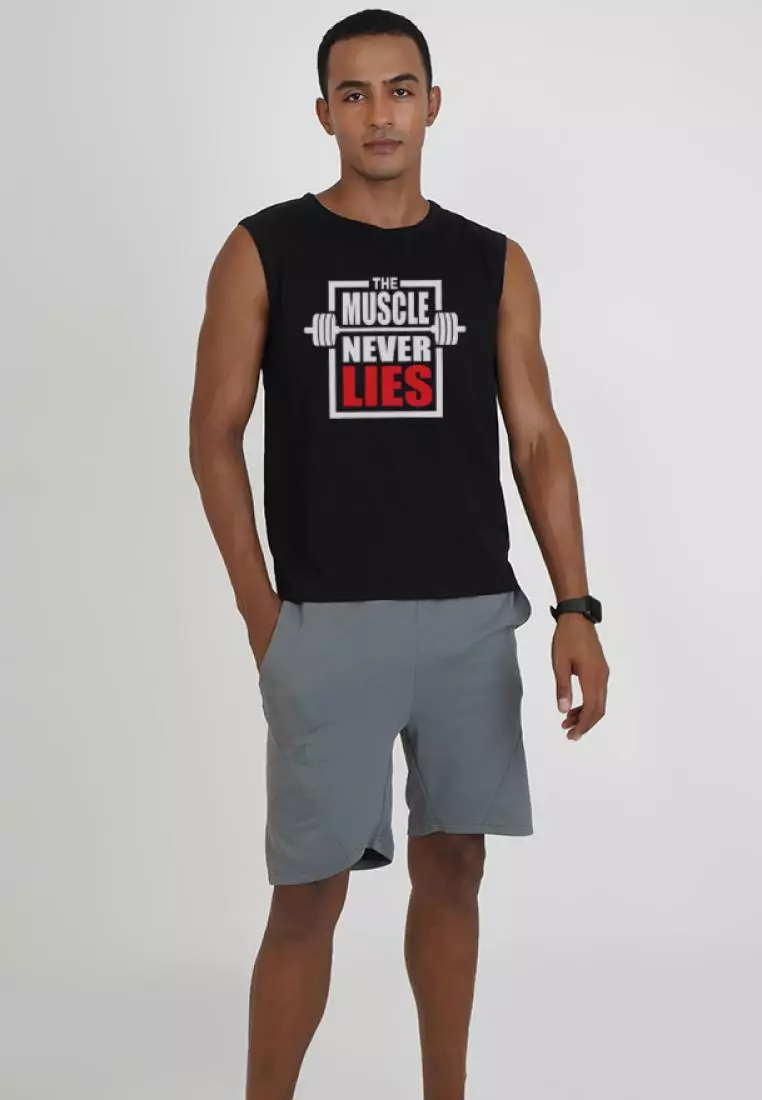 Muscle Never Lies 黑色棉质无袖锻炼/训练背心