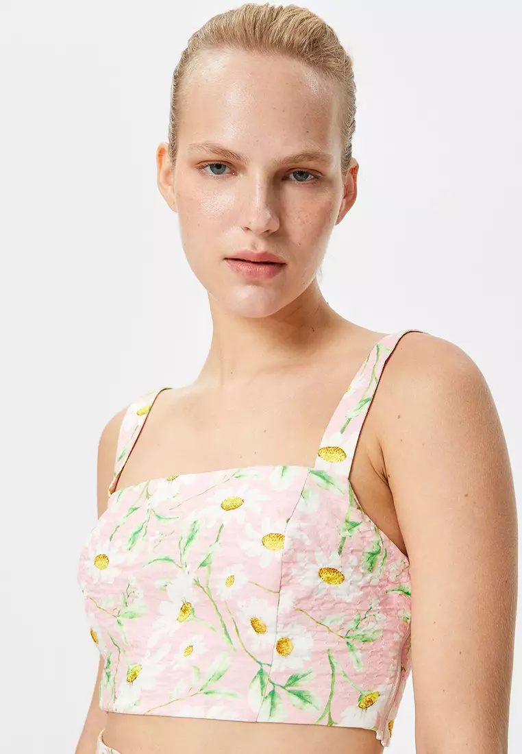 Koton Damen Tanktop Mit Frill-Detail | Off-White | Größe S | Maschinenwaschbar