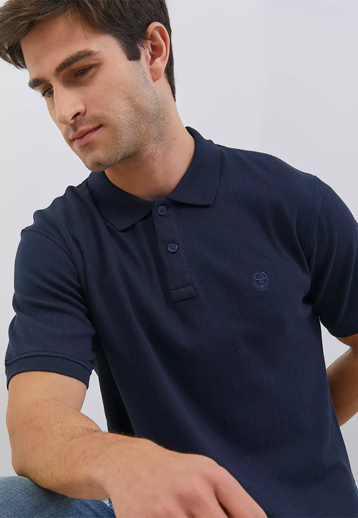 [NEW] Osella Dean Regular Striped Textured Polo Shirt in Black | Kaos Lengan Pendek Pria