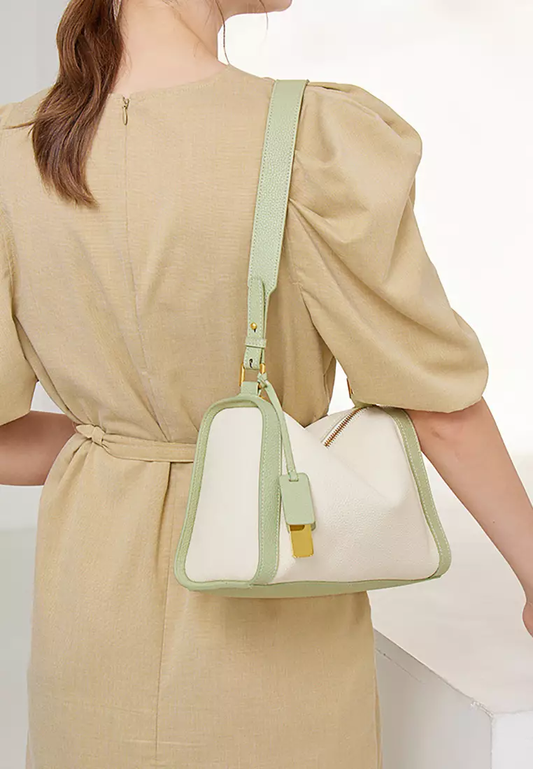 Women's Leather Color Contrast Crossbody Bag