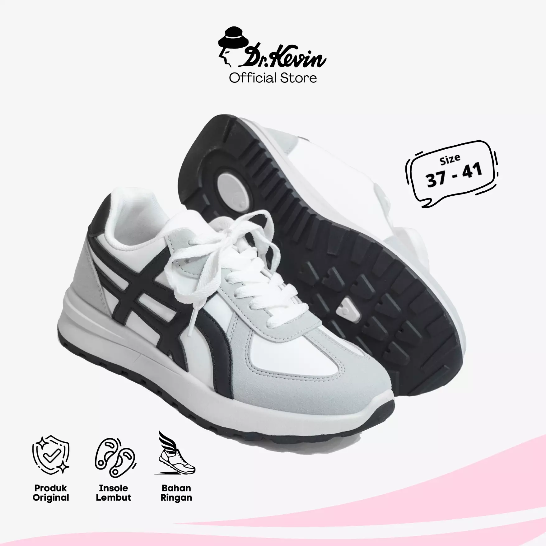 Dr. Kevin Sepatu Wanita Kets Casual Fashion Trendy Sneaker Kulit 581-016